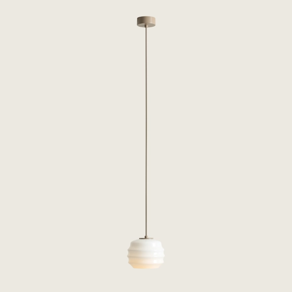 Beżowa lampa wisząca ze szklanym kloszem PUFF BEIGE