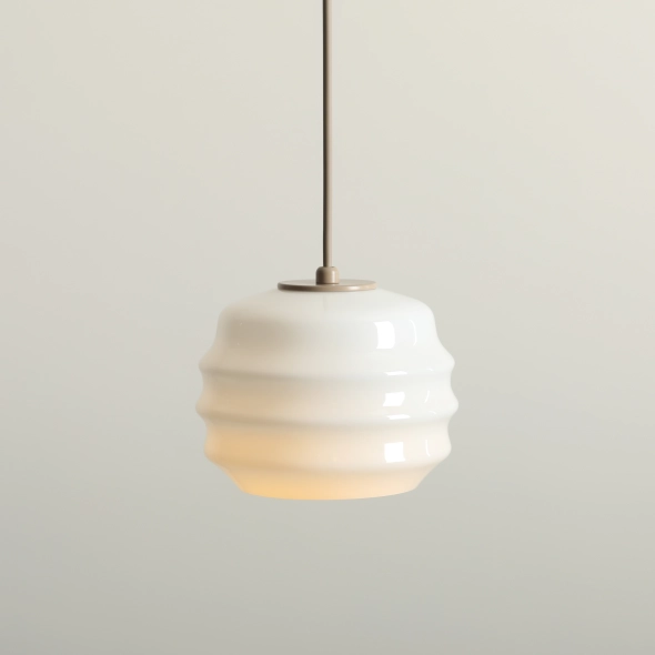 Beżowa lampa wisząca ze szklanym kloszem PUFF BEIGE