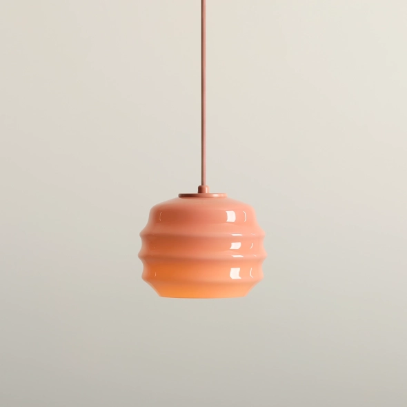 Koralowa lampa wisząca ze szklanym kloszem PUFF GLAZE CORAL