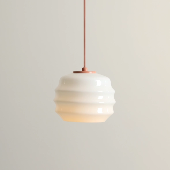 Koralowa lampa wisząca ze szklanym kloszem PUFF CORAL