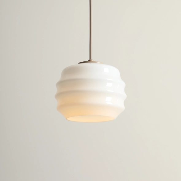 Beżowa lampa wisząca ze szklanym kloszem PUFF BEIGE