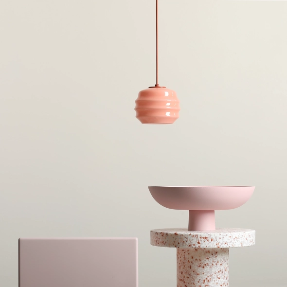 Designerska lampa wisząca ze szklanym kloszem PUFF GLAZE TERRA