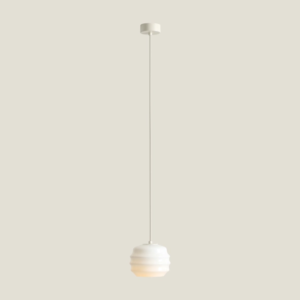 Kremowa lampa wisząca  z opalowym kloszem PUFF COTTON