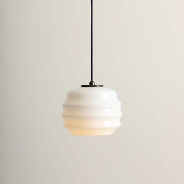 Mokkafarbene Pendelleuchte mit Glasschirm PUFF MOKKA