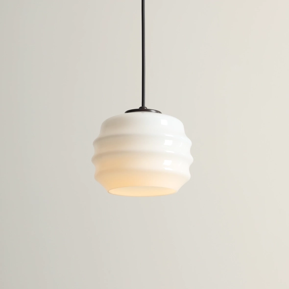 Stylowa lampa wisząca z opalowym kloszem PUFF MOKKA